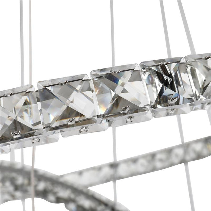 LAMPADARIO DI CRISTALLO A SOSPENSIONE CON 3 ANELLI REGOLABILI 60 X 110 CM