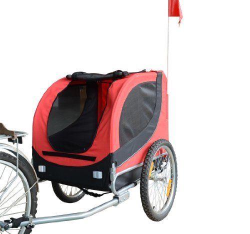 RIMORCHIO BICI PER CANI E ANIMALI DOMESTICI ROSSO E NERO 130 X 90 X 110 CM