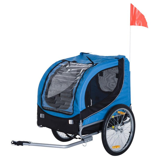 RIMORCHIO BICI PER CANI 130 X 90 X 110 CM AZZURRO E NERO