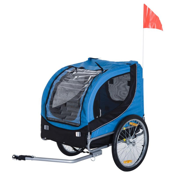 RIMORCHIO BICI PER CANI 130 X 90 X 110 CM AZZURRO E NERO