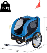RIMORCHIO BICI PER CANI 130 X 90 X 110 CM AZZURRO E NERO
