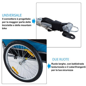 RIMORCHIO BICI PER CANI 130 X 90 X 110 CM AZZURRO E NERO