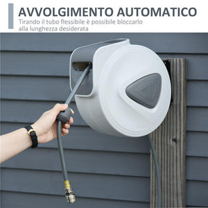 AVVOLGITUBO AUTOMATICO DA PARETE CON ATTACCO 1/4''', 180°, 20