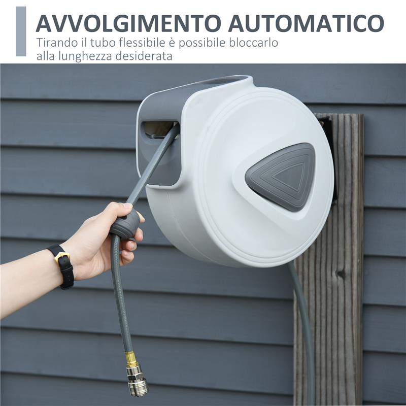 AVVOLGITUBO AUTOMATICO DA PARETE CON ATTACCO 1/4''', 180°, 20