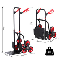 CARRELLO PORTAPACCHI CARICHI PESANTI PIEGHEVOLE IN METALLO CON 6 RUOTE PER SCALE CARICO MASSIMO 150KG