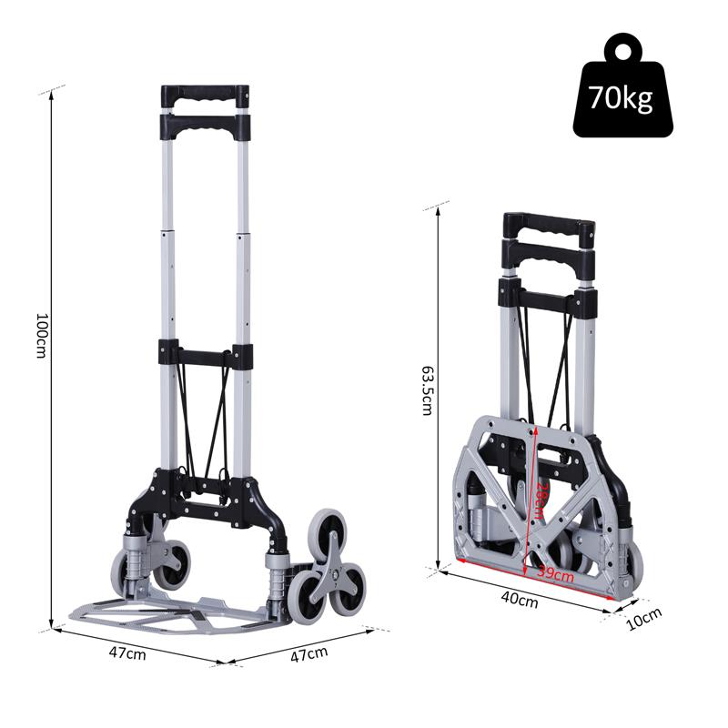CARRELLO PORTAPACCHI PIEGHEVOLE IN ALLUMINIO CON 6 RUOTE PER SCALE CARICO 70KG