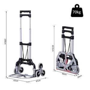 CARRELLO PORTAPACCHI PIEGHEVOLE IN ALLUMINIO CON 6 RUOTE PER SCALE CARICO 70KG