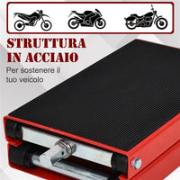CAVALLETTO ALZA MOTO SOLLEVATORE A FORBICE IN ACCIAIO CON PIATTAFORMA RIVESTITA