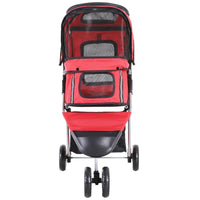 PASSEGGINO PER CANI, CARRELLO PER ANIMALI DOMESTICI, ROSSO, 75X45X97CM