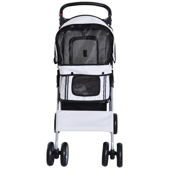 PASSEGGINO PER ANIMALI DOMESTICI PIEGHEVOLE, CARRELLO PER CANI, GRIGIO, 75 X 45 X 97CM