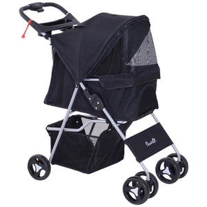 PASSEGGINO PER ANIMALI DOMESTICI PIEGHEVOLE, NERO, 77X47X101CM