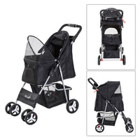 PASSEGGINO PER ANIMALI DOMESTICI PIEGHEVOLE, NERO, 77X47X101CM