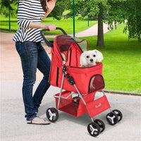 PASSEGGINO PER ANIMALI DOMESTICI PIEGHEVOLE, ROSSO, 75 X 46 X 94 CM