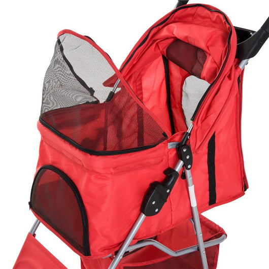 PASSEGGINO PER ANIMALI DOMESTICI PIEGHEVOLE, ROSSO, 75 X 46 X 94 CM