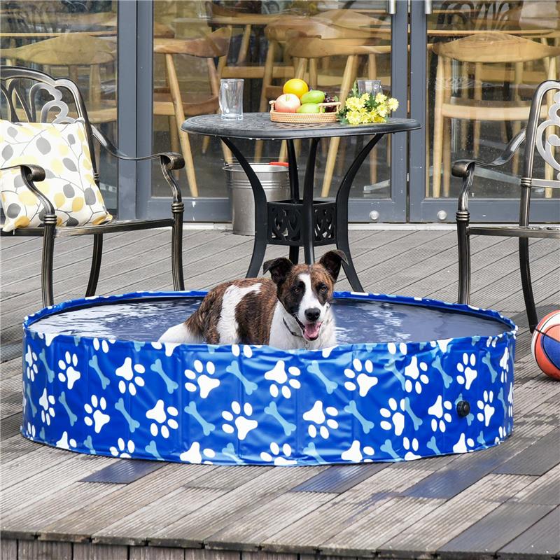 PISCINA RIGIDA PER CANI TAGLIA GRANDE 65KG IN PLASTICA ANTISCIVOLO BLU 140X30 CM