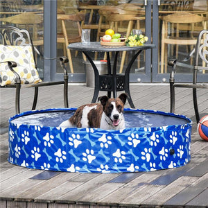PISCINA RIGIDA PER CANI TAGLIA GRANDE 65KG IN PLASTICA ANTISCIVOLO BLU 140X30 CM