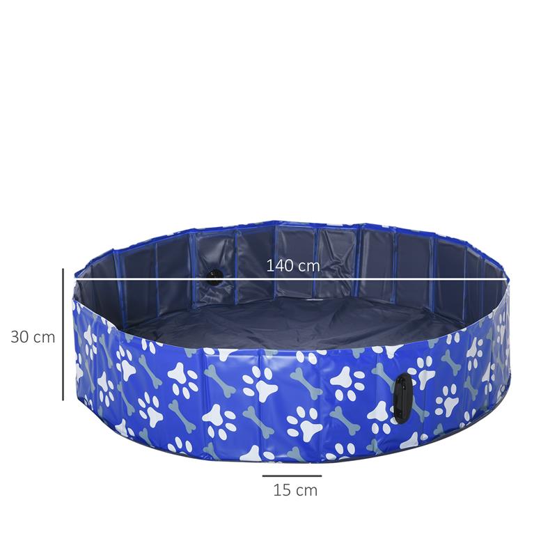 PISCINA RIGIDA PER CANI TAGLIA GRANDE 65KG IN PLASTICA ANTISCIVOLO BLU 140X30 CM