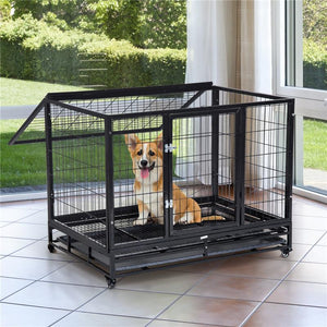 GABBIA BOX PER CANI CUCCIOLI DA INTERNO ESTERNO CON ROTELLE 92×62×75CM