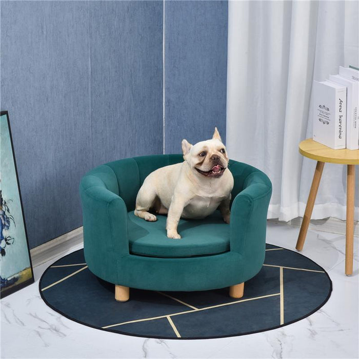 DIVANO PER ANIMALI DI PICCOLA TAGLIA IN VELLUTO 65X64X37CM VERDE