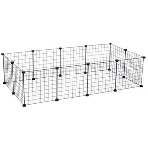 RECINTO MODULARE PER ANIMALI DOMESTICI NERO 12 MODULI 35X35CM