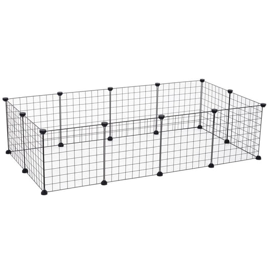 RECINTO MODULARE PER ANIMALI DOMESTICI NERO 12 MODULI 35X35CM