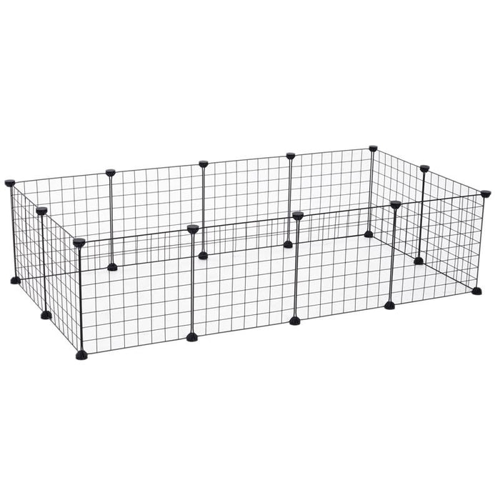 RECINTO MODULARE PER ANIMALI DOMESTICI NERO 12 MODULI 35X35CM