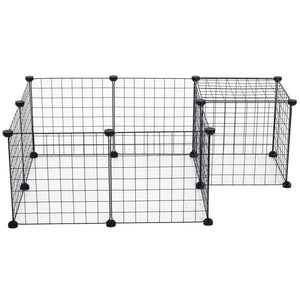 RECINTO MODULARE PER ANIMALI DOMESTICI NERO 12 MODULI 35X35CM