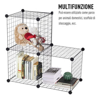 RECINTO MODULARE PER ANIMALI DOMESTICI NERO 12 MODULI 35X35CM