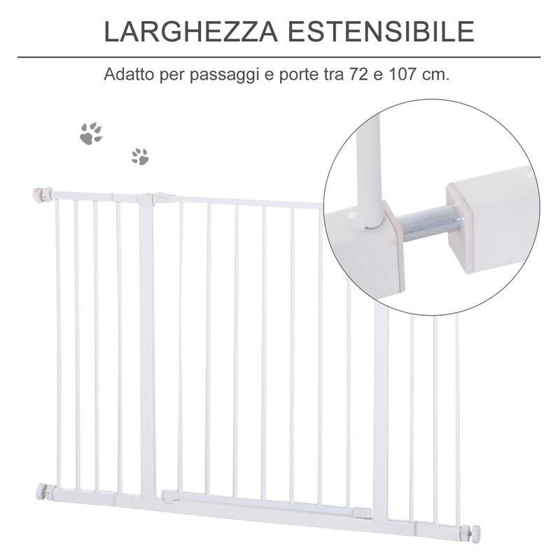 CANCELLETTO PER CANI ESTENSIBILE DA 72 A 107 CM CON MONTAGGIO A PRESSIONE