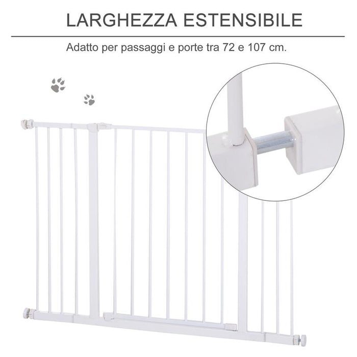 CANCELLETTO PER CANI ESTENSIBILE DA 72 A 107 CM CON MONTAGGIO A PRESSIONE