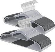 Set di Ganci per Abiti da 50 - Grande Capacità di Carico, Design Antiscivolo, Risparmio di Spazio, 0,5 cm di Spessore, Gancio Rotativo 360°, 42 cm di Larghezza, Grigio
