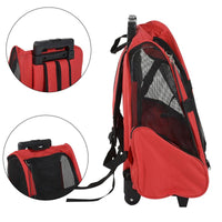 TROLLEY ZAINO 2 IN 1 PER PICCOLI ANIMALI DOMESTICI 35X27X49 CM ROSSO