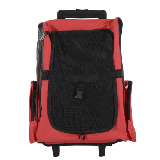 TROLLEY ZAINO 2 IN 1 PER PICCOLI ANIMALI DOMESTICI 35X27X49 CM ROSSO