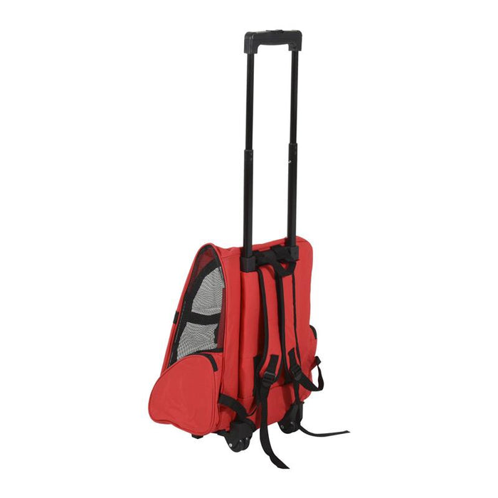 TROLLEY ZAINO 2 IN 1 PER PICCOLI ANIMALI DOMESTICI 35X27X49 CM ROSSO