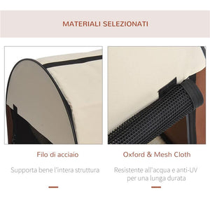 TRASPORTINO PER CANI E GATTI PIEGHEVOLE 70 X 51 X 49 CM COLORE CAFFÈ