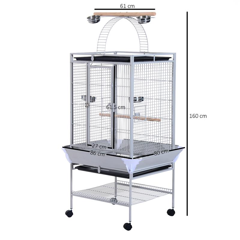 VOLIERA PER UCCELLI CON RUOTE E TRESPOLO 86 X 80 X H160 CM