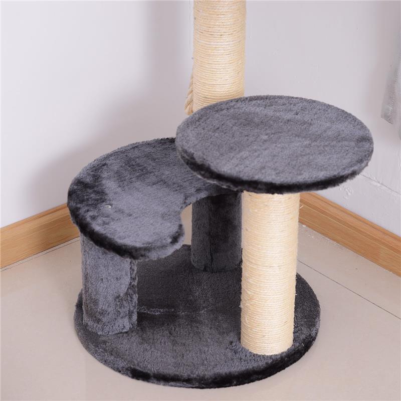 ALBERO PER GATTI A 3 LIVELLI IN PELUCHE SISAL NATURALE GRIGIO 40X65CM