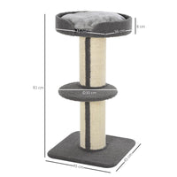 TIRAGRAFFI AD ALBERO PER GATTI CON CUCCIA CUSCINO RIVESTIMENTO GRIGIO