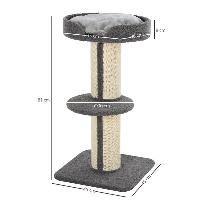 TIRAGRAFFI AD ALBERO PER GATTI CON CUCCIA CUSCINO RIVESTIMENTO GRIGIO