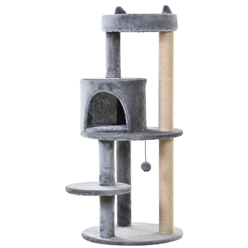 ALBERO TIRAGRAFFI PER 1-2 GATTI DI 4.5KG CON 3 LIVELLI GRIGIO 48X48X104CM