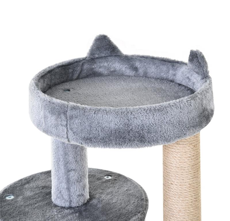 ALBERO TIRAGRAFFI PER 1-2 GATTI DI 4.5KG CON 3 LIVELLI GRIGIO 48X48X104CM