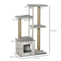 ALBERO TIRAGRAFFI PER GATTI MULTI-LIVELLO CUCCIA E CORDE IN IUTA GRIGIO
