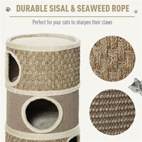 CASETTA CUCCIA PER GATTI TIRAGRAFFI A TORRE 3 NICCHIE CORDA IN SISAL ALGA MARINA