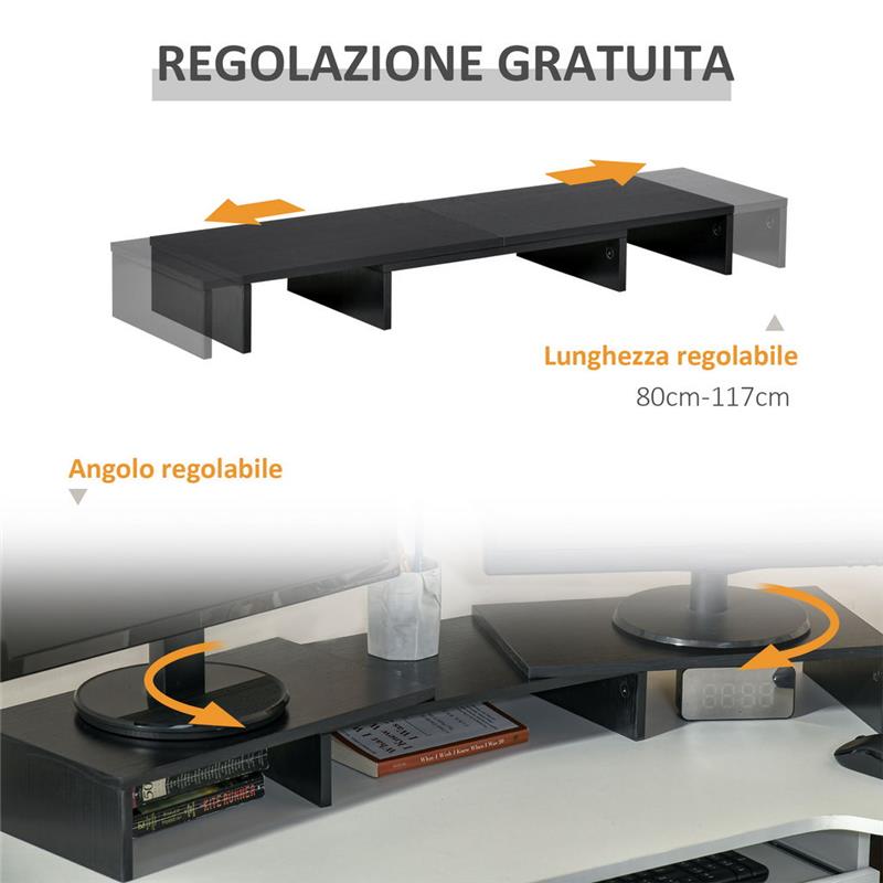 SUPPORTO REGOLABILE PER LAPTOP PC STAMPANTI E TV 80-117 X 23.5 X 10 CM NERO