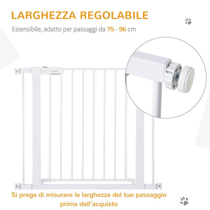 CANCELLETTO DI SICUREZZA PER CANI, FISSAGGIO A PRESSIONE LARGHEZZA REGOLABILE 75-96CM