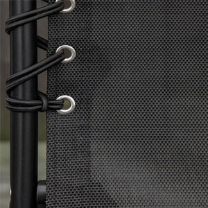 LETTINO PRENDISOLE IN ACCIAIO E TESSUTO TRASPIRANTE CON SCHIENALE RECLINABILE, 197X58X26 CM, NERO