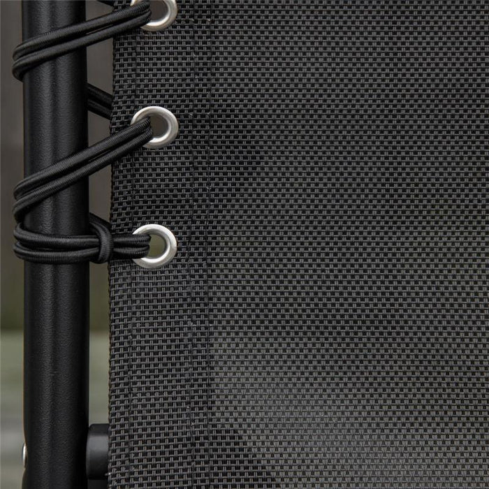 LETTINO PRENDISOLE IN ACCIAIO E TESSUTO TRASPIRANTE CON SCHIENALE RECLINABILE, 197X58X26 CM, NERO