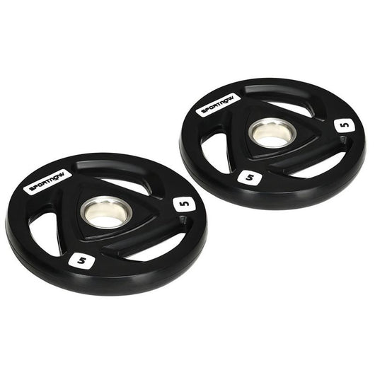 SET DI 2 DISCHI PESI IN ACCIAIO CON RIVESTIMENTO IN GOMMA PER BILANCIERE 5 KG