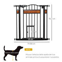 CANCELLINO PER CANI CON FISSAGGIO A PRESSIONE, ESTENSIBILE DA 74-80CM CON CHIUSURA AUTOMATICA, NERO