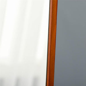 SPECCHIO DA TERRA E DA PARETE CON STRUTTURA IN LEGNO, SUPPORTO PIEGHEVOLE CON CERNIERA, 37X43X156CM, NOCE CHIARO